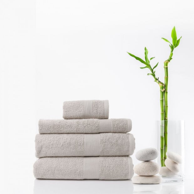 4 Piece Cotton Bamboo Towel Set 450GSM Plush - Sea Holly Image 3
