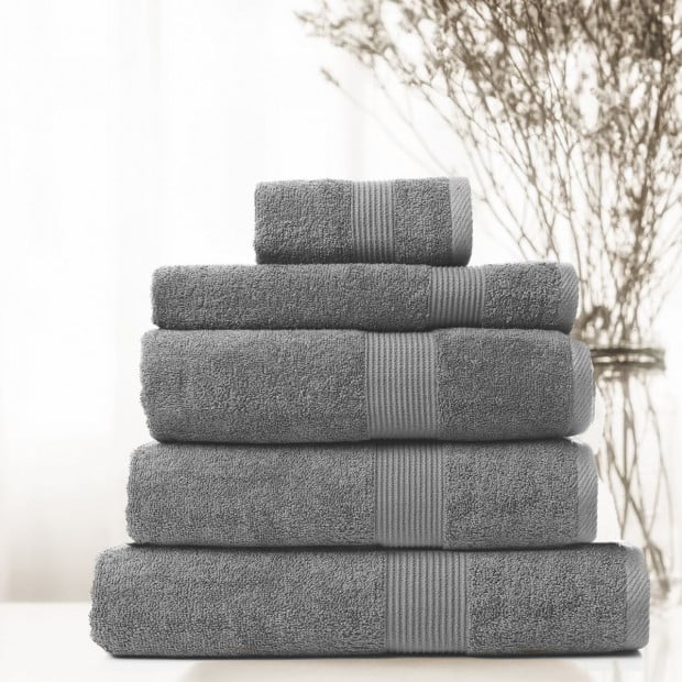 5 Piece Cotton Bamboo Towel Set 450GSM Plush - Charcoal