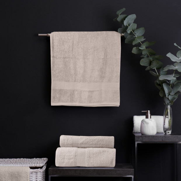 5 Piece Cotton Bamboo Towel Set 450GSM Plush - Beige Image 3