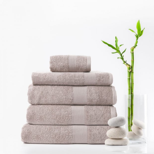 5 Piece Cotton Bamboo Towel Set 450GSM Plush - Champagne Image 2