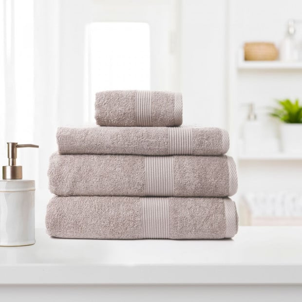 4 Piece Cotton Bamboo Towel Set 450GSM Plush - Champagne