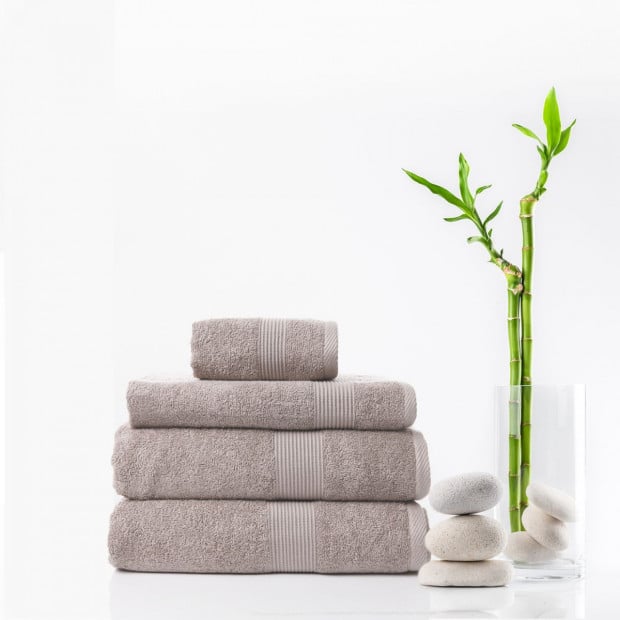 4 Piece Cotton Bamboo Towel Set 450GSM Plush - Champagne Image 3