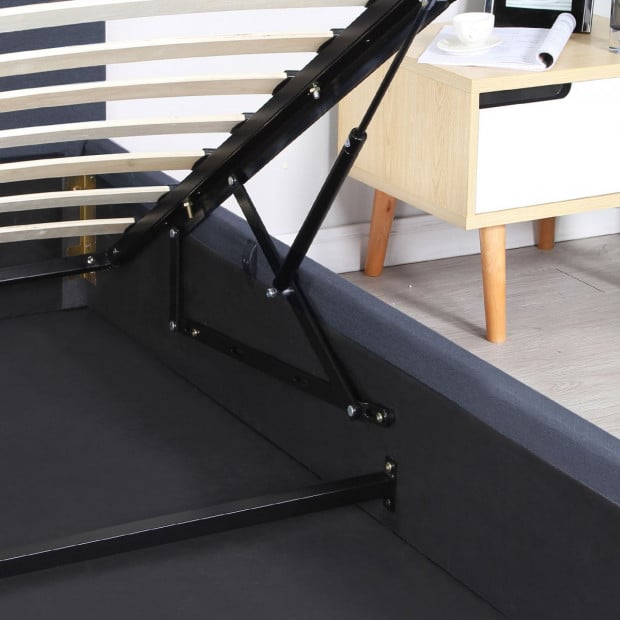 Gas Lift Bed Frame Base And Headboard With Storage Double Charcoal Image 9