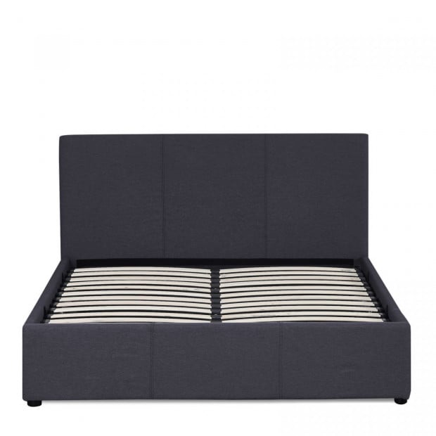 Luxury Gas Lift Bed Frame Base Headboard With Storage Charcoal Queen Image 5