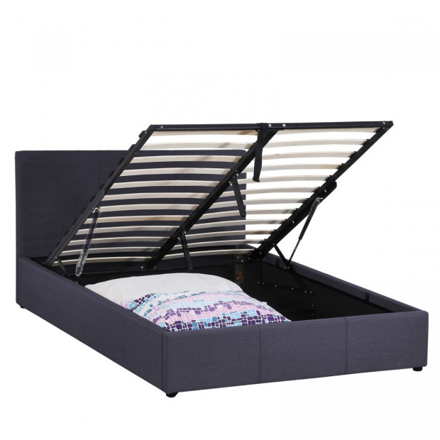 Luxury Gas Lift Bed Frame Base Headboard With Storage Charcoal Queen Image 7