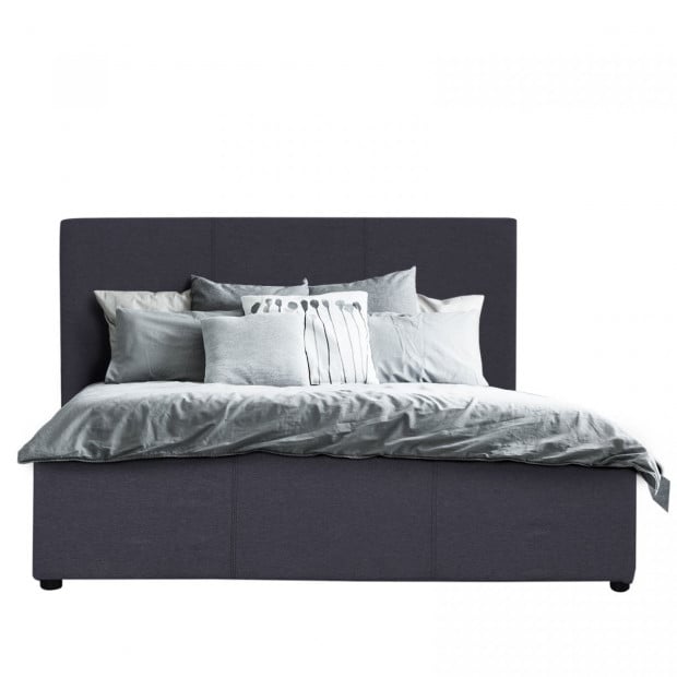 Luxury Gas Lift Bed Frame Base Headboard With Storage Charcoal Queen Image 8