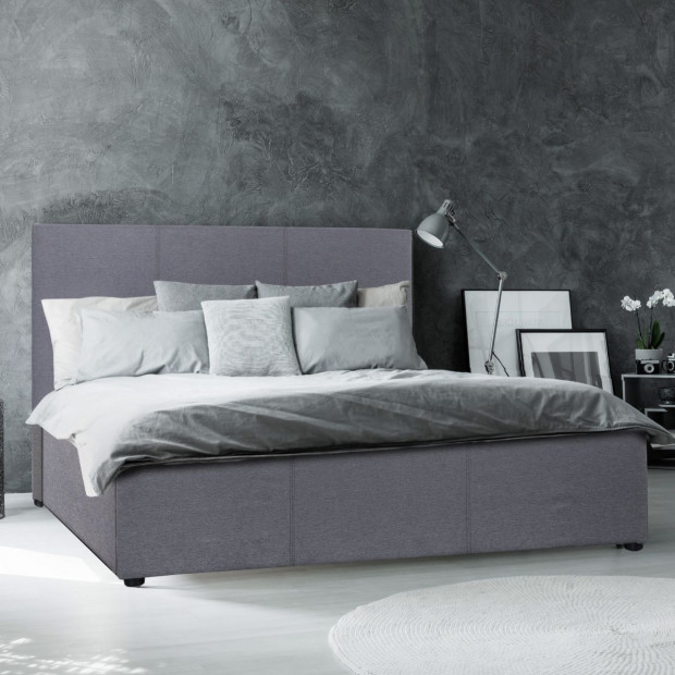 Luxury Gas Lift Bed Frame Base Headboard With Storage - Single - Grey Image 2