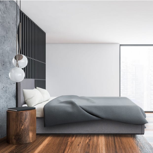 Luxury Gas Lift Bed Frame Base Headboard With Storage - Single - Grey Image 4