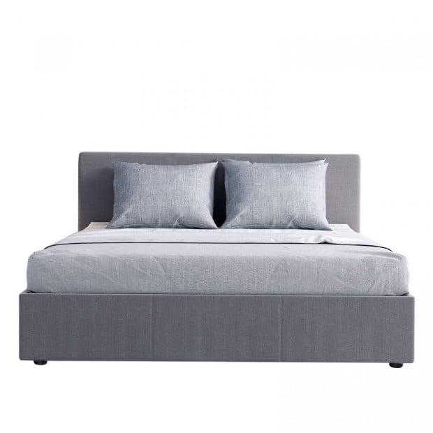 Luxury Gas Lift Bed Frame Base And Headboard With Storage King Grey Image 8