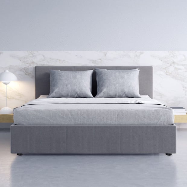 Gas Lift Bed Frame Base And Headboard With Storage King Single - Grey Image 3
