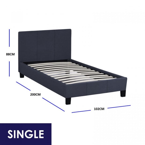 Luxury Bed Frame Base Headboard Wood Padded Linen Fabric Single Image 4