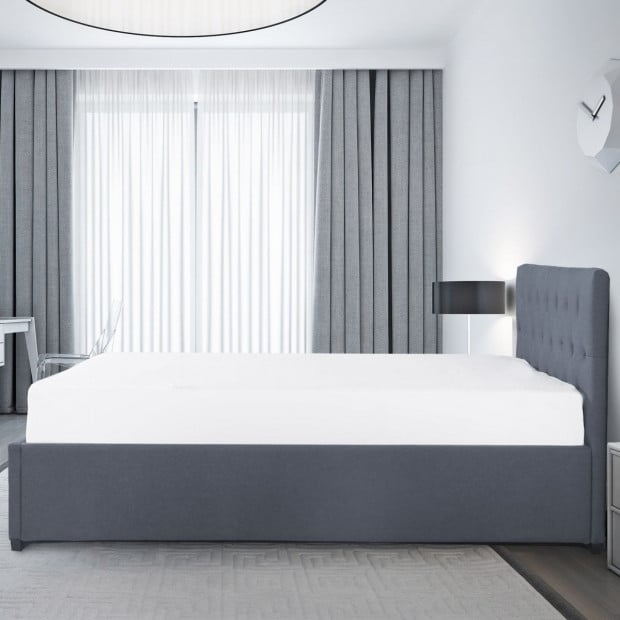 Luxury Gas Lift Bed Frame Base Headboard With Storage King Single Grey Image 6
