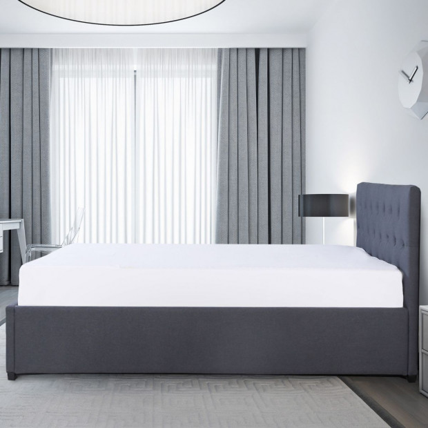 Luxury Gas Lift Bed Frame Base And Headboard Storage King Grey Image 6