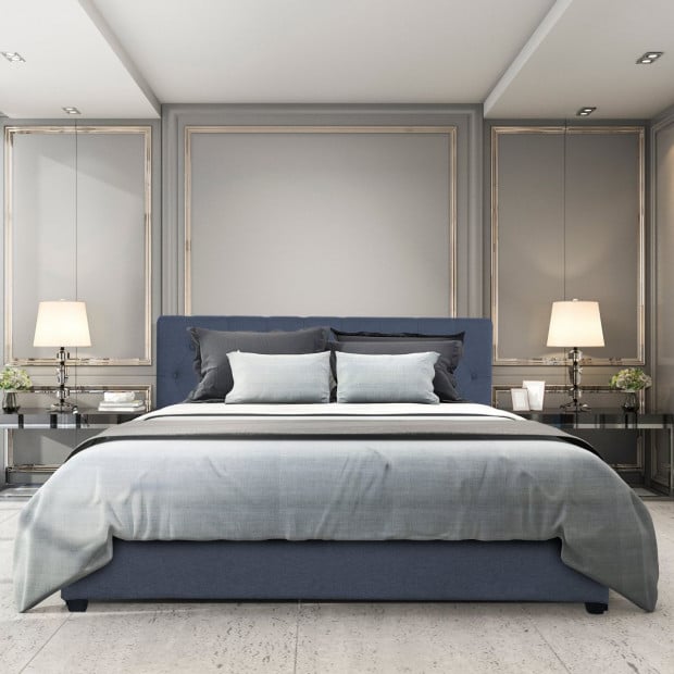 Luxury Gas Lift Bed Frame Base And Headboard Storage King Grey Image 7