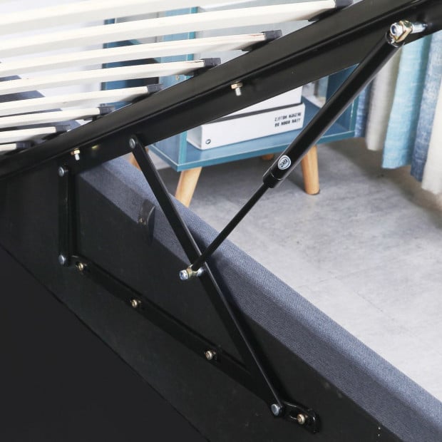 Luxury Gas Lift Bed Frame Base And Headboard Storage King Grey Image 9