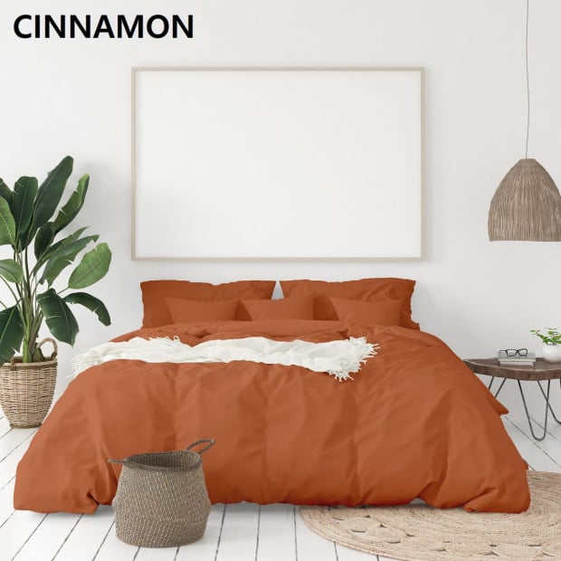 1000TC Bamboo Cotton Sheets Pillowcases Set Queen - Cinnamon