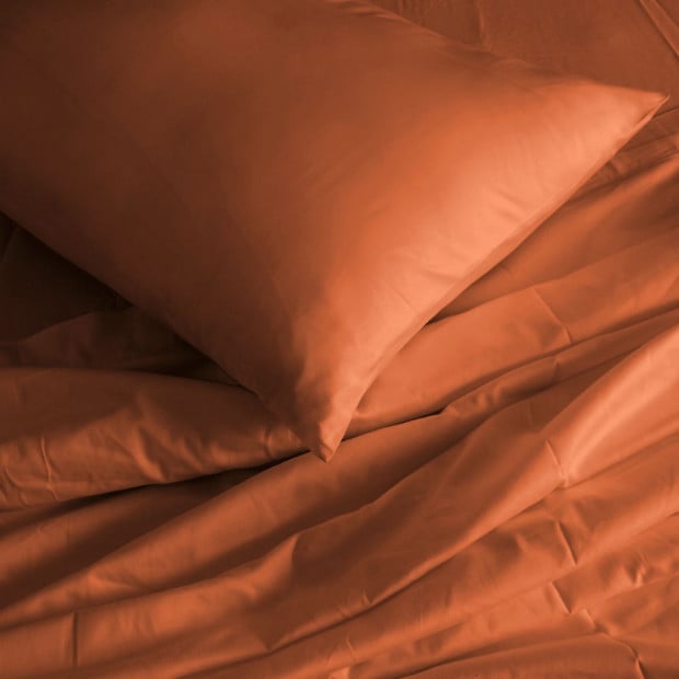 1000TC Bamboo Cotton Sheets Pillowcases Set Queen - Cinnamon Image 3