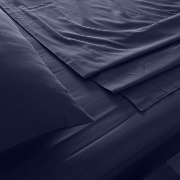 1000TC Bamboo Cotton Sheets Pillowcases Set- Queen - Royal Blue Image 2