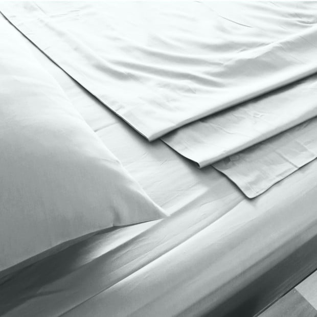 1000TC Bamboo Cotton Sheets Pillowcases Set- Queen- Cool Grey Image 2