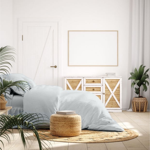 1000TC Bamboo Cotton Sheets Pillowcases Set- Queen- Cool Grey Image 4