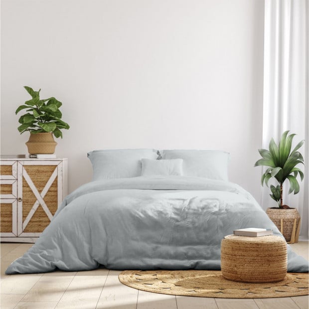 1000TC Bamboo Cotton Sheets Pillowcases Set- Queen- Cool Grey Image 5