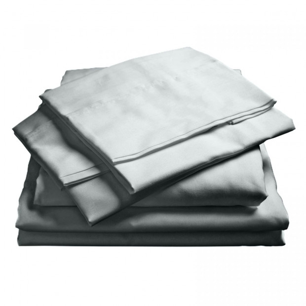 1000TC Bamboo Cotton Sheets Pillowcases Set- Queen- Cool Grey Image 7
