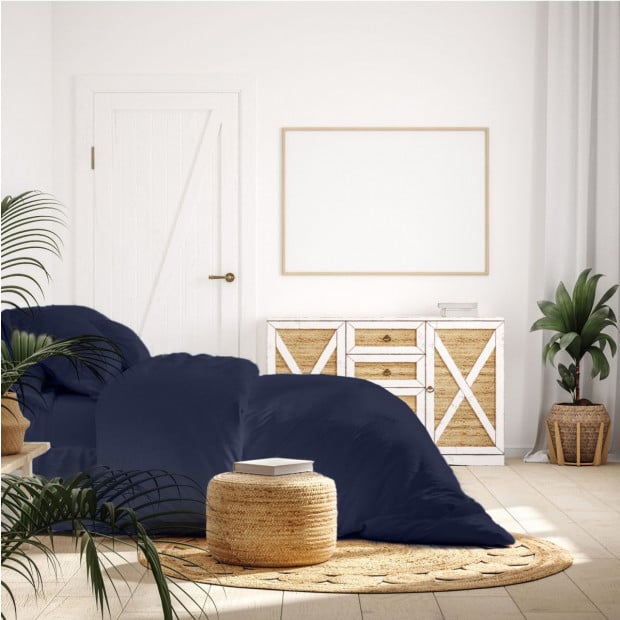 1000TC Hotel Grade Bamboo Cotton Pillowcases Set King - Royal Blue Image 4