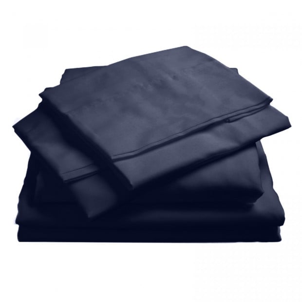 1000TC Hotel Grade Bamboo Cotton Pillowcases Set King - Royal Blue Image 7