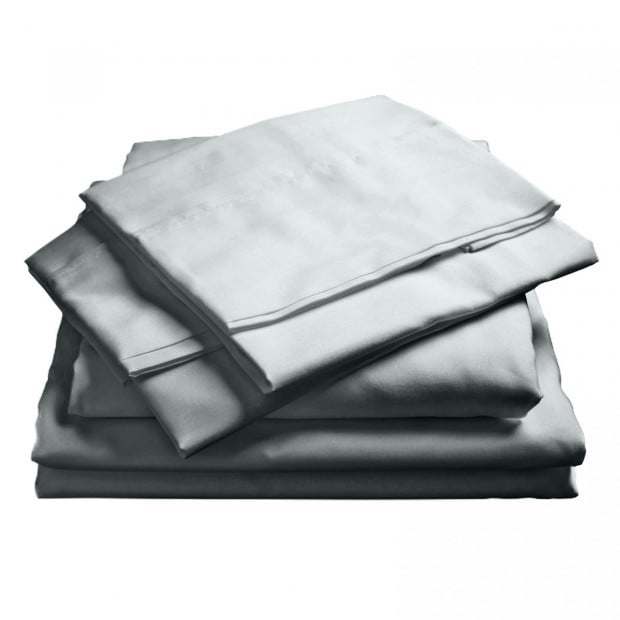 1000TC Hotel Grade Bamboo Cotton Pillowcases Set King - Cool Grey Image 7