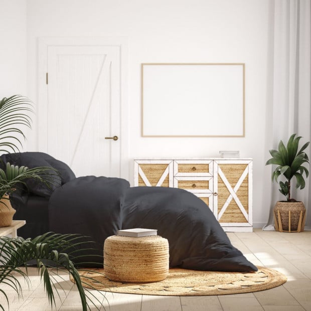 1000TC Hotel Grade Bamboo Cotton Pillowcases Set King - Charcoal Image 4