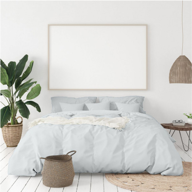 1000 Thread Cotton Quilt Cover Pillowcases Set - Queen -Cool Grey