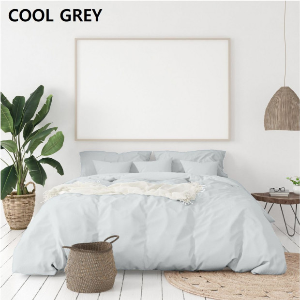 1000 Thread Cotton Quilt Cover Pillowcases Set - Queen -Cool Grey Image 5