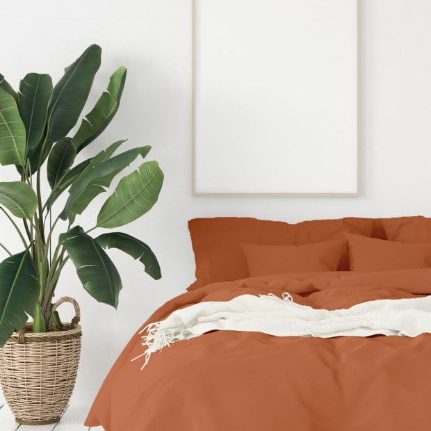 1000 Thread Cotton Quilt Cover Pillowcases Set - King - Cinnamon Image 4