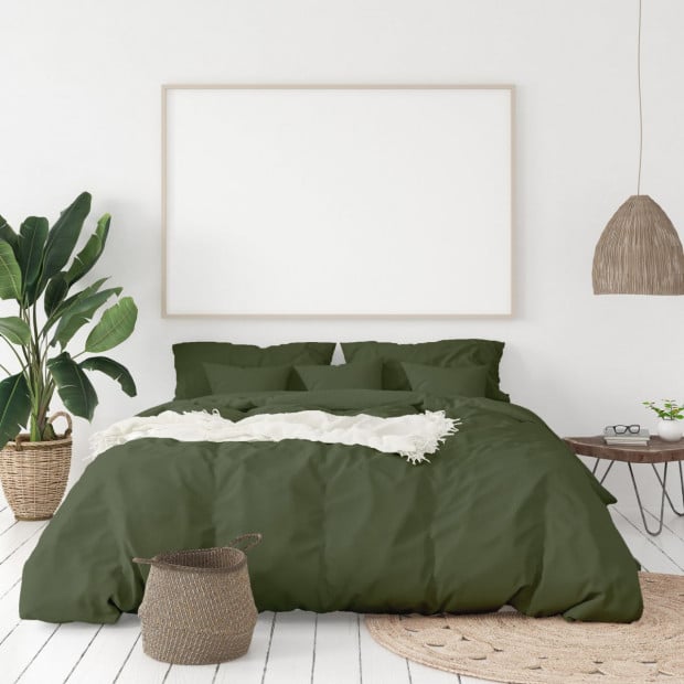 1000 Thread Count Cotton Quilt Cover Pillowcases Set - King - Olive