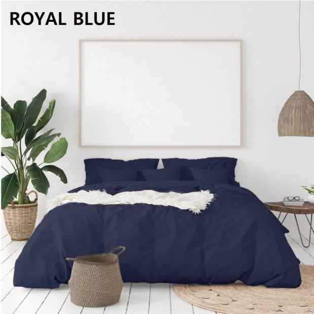 1000 Thread Count Cotton Quilt Cover Pillowcases Set - King RoyalBlue Image 5