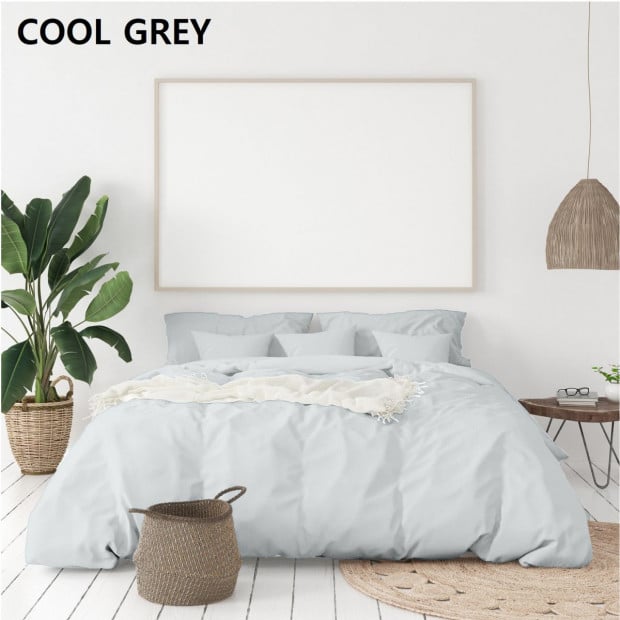 1000 Thread Count Cotton Quilt Cover Pillowcases Set - King -Cool Grey Image 5
