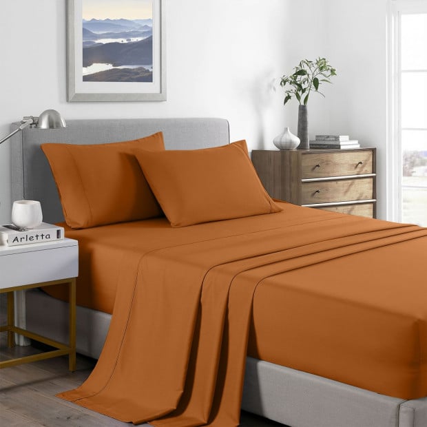 2000 Thread Count Bamboo Cooling Sheet Set - Queen - Rust