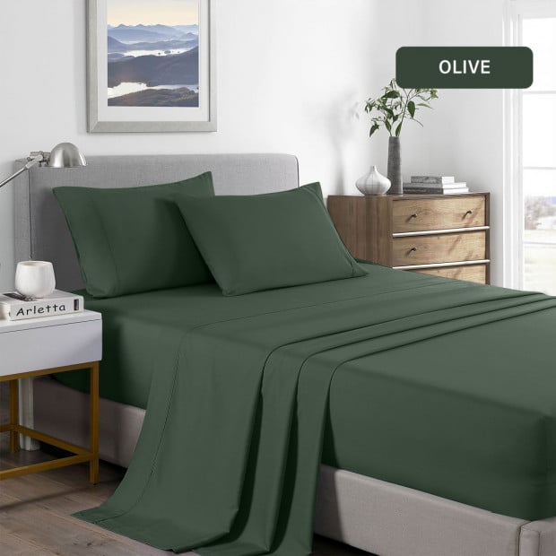 2000 Thread Count Bamboo Cooling Sheet Set - Queen - Olive Image 5