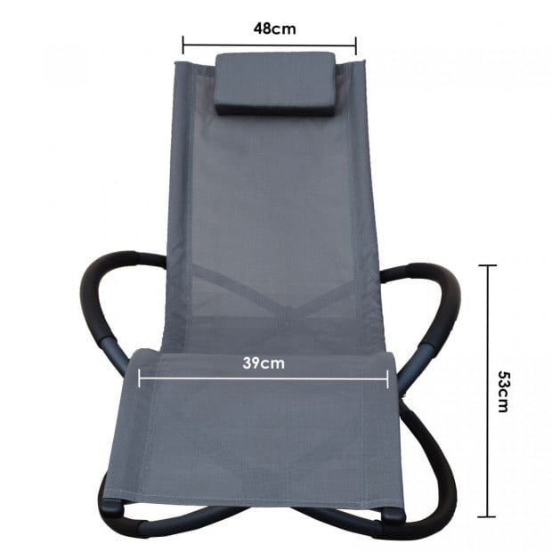 Zero Gravity Portable Foldable Rocking Chair Recliner Lounge - Grey Image 9