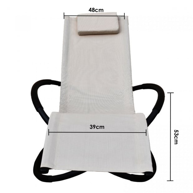 Zero Gravity Portable Foldable Rocking Chair Recliner Lounge - Sand Image 9