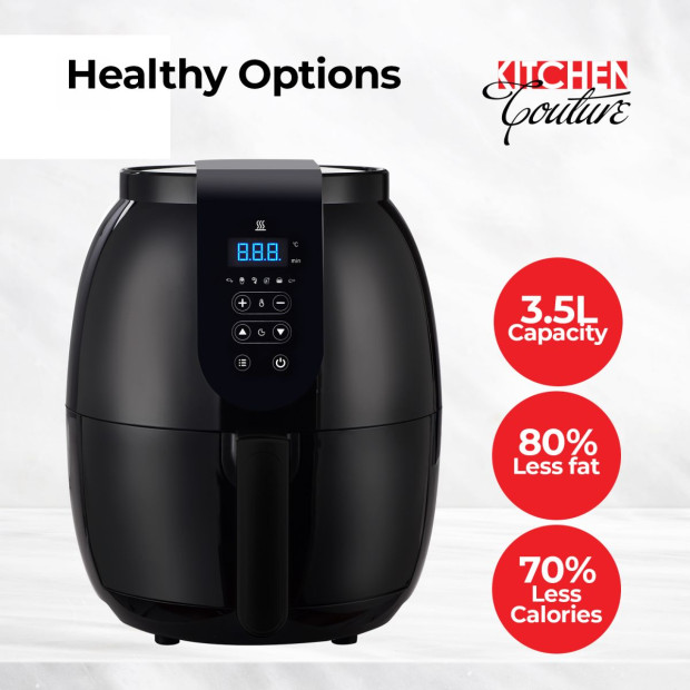 3.5 Litre Digital Display Black Air Fryer Oil Free Cooking Kitchen Image 3