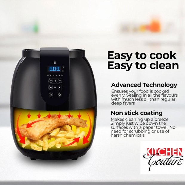 3.5 Litre Digital Display Black Air Fryer Oil Free Cooking Kitchen Image 4