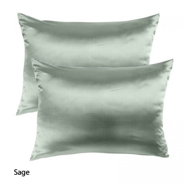 Soft Silk Hypoallergenic Pillowcase Twin Pack 51 x 76cm - Sage