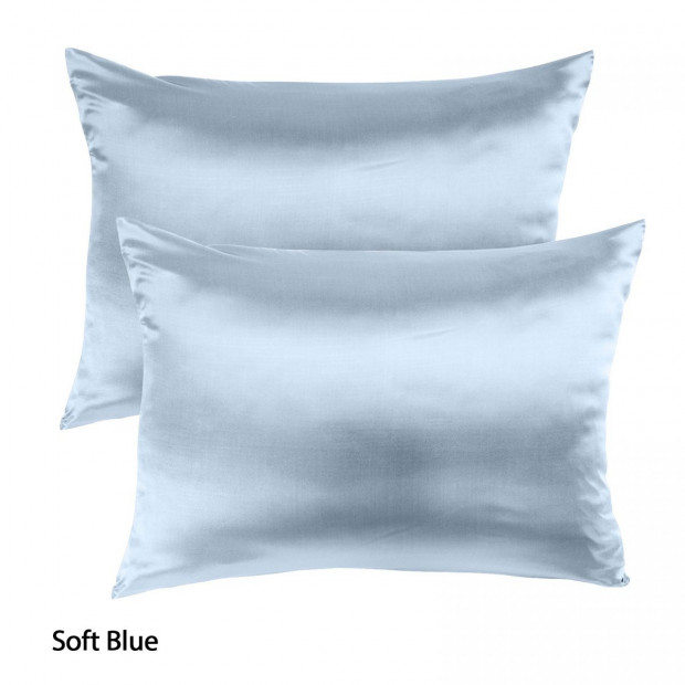 Mulberry Soft Silk Pillowcase Twin Pack 51 x 76cm - Soft Blue