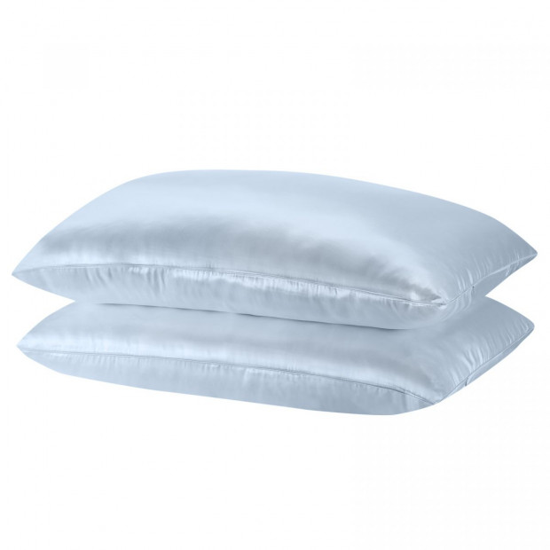 Mulberry Soft Silk Pillowcase Twin Pack 51 x 76cm - Soft Blue Image 3
