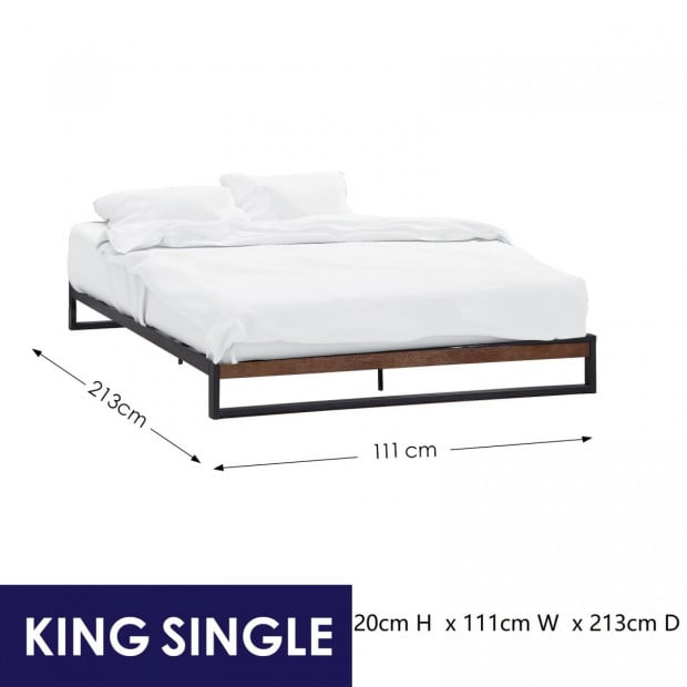 Milano Decor Metal Bed Frame Mattress Base Platform King Single -Black Image 5