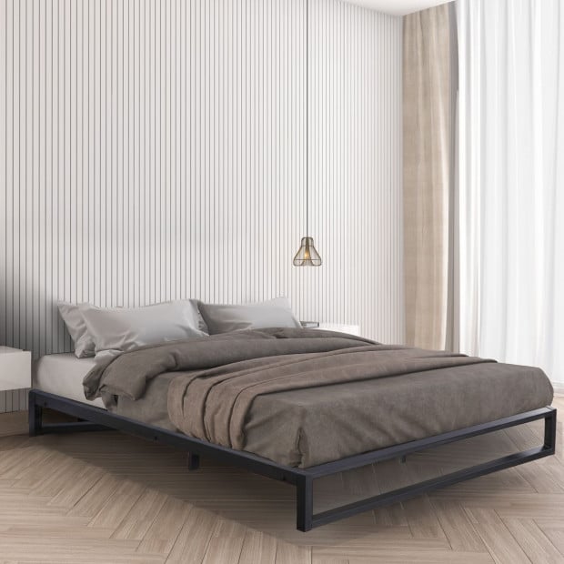 Milano Decor Metal Bed Frame Mattress Base Platform Double - Black