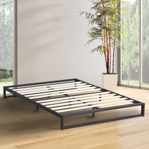 Milano Decor Metal Bed Frame Mattress Base Platform Queen - Black Image 2