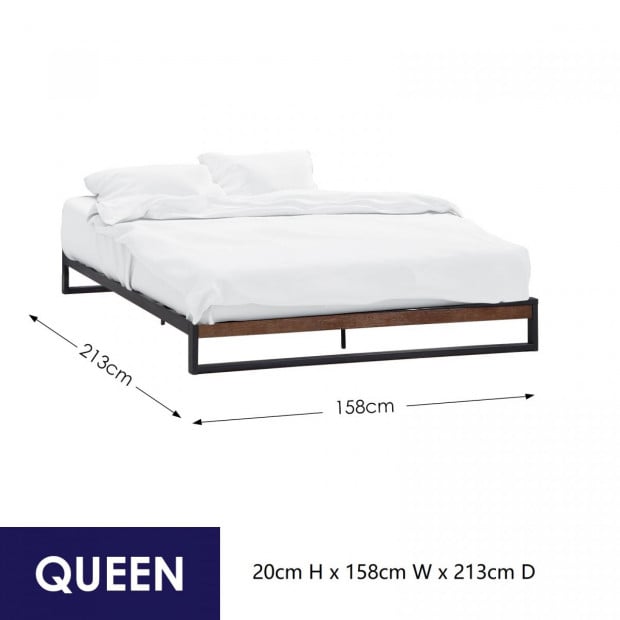 Milano Decor Metal Bed Frame Mattress Base Platform Queen - Black Image 5