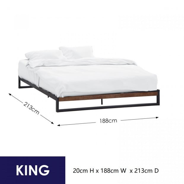 Milano Decor Metal Bed Frame Mattress Base Platform King - Black Image 5